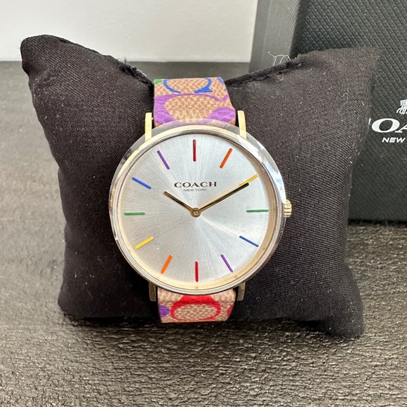 Coach Women’s Perry Watch – Multicolor Canvas Strap – 36mm - Picture 1 of 6